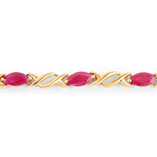 5.00 Carat Genuine Ruby 10K Yellow Gold Bracelet