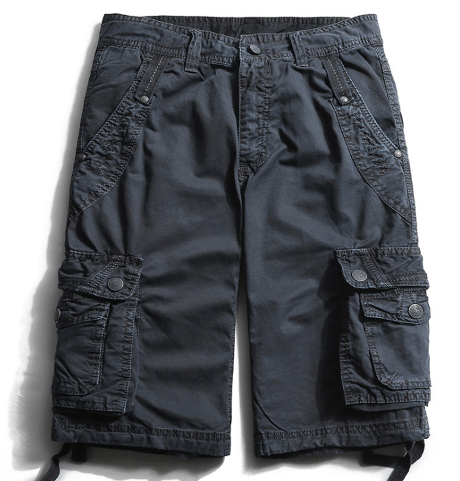 Men's Summer Cargo Shorts, Straight-Leg Cotton Pants