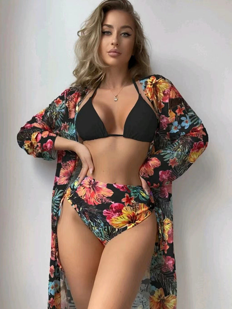 2023 New Women's Three-Piece Printed Bikini Set