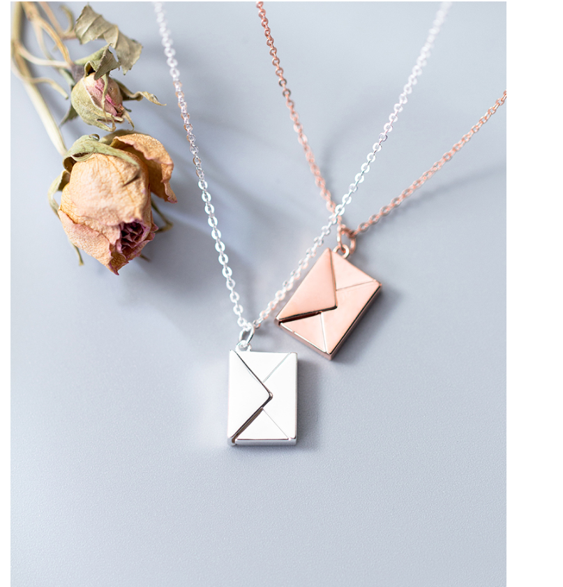 Square Envelope Pendant Necklace, Clavicle Chain