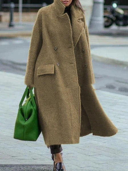 High-End Loose Woolen Green Commuter Jacket