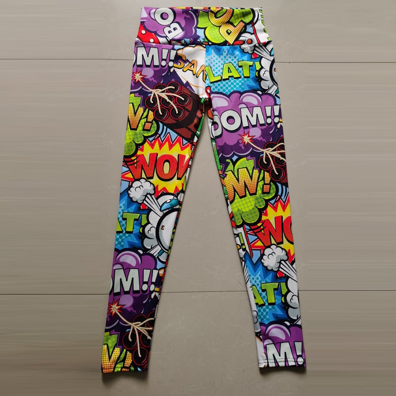 Cartoon Print Peach High Waist Yoga Pants