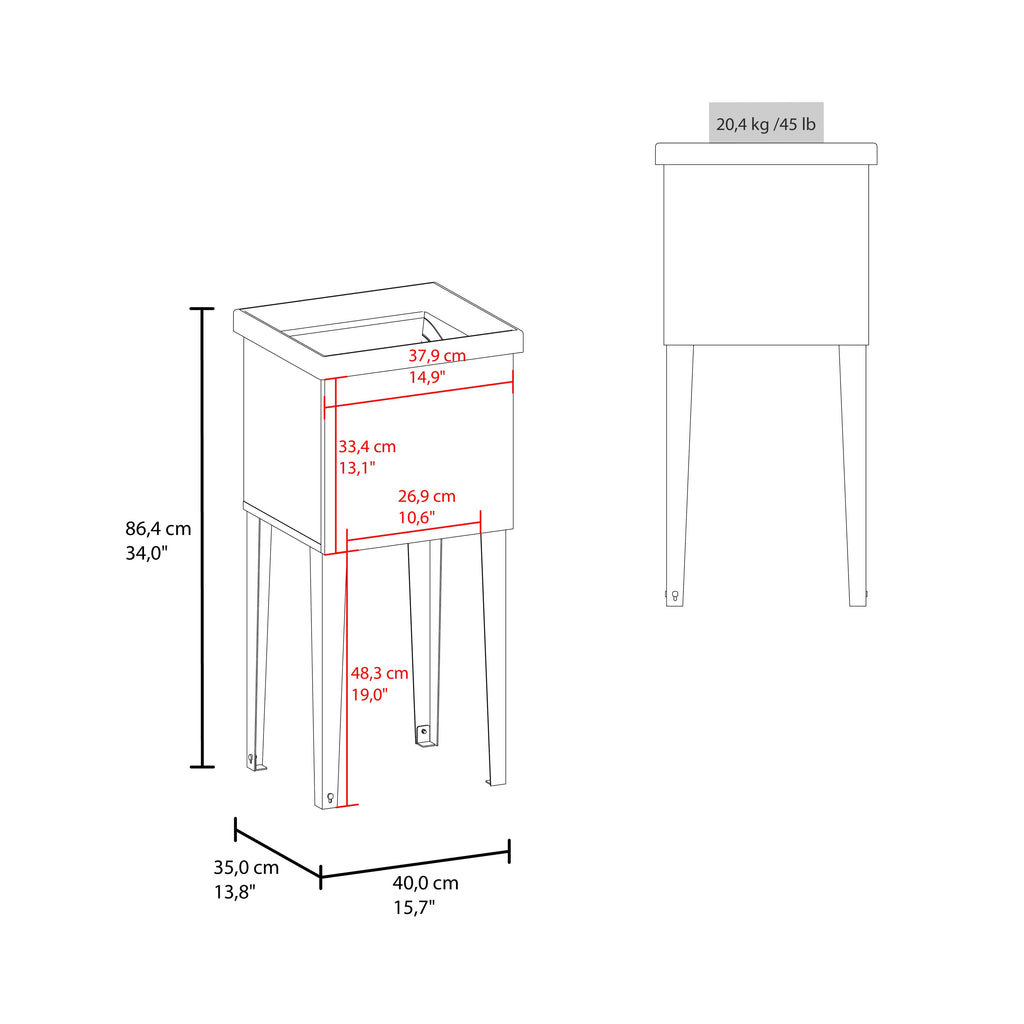 Bari Freestanding and Compact Plastic Laundry Utility Sink with Four Legs, Utility Tub for Laundry Room, Garage or Kitchen