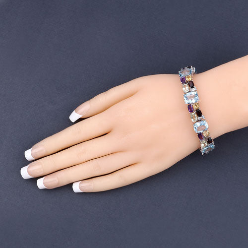 51.36 Carat Genuine Multi Stones .925 Sterling Silver Bracelet