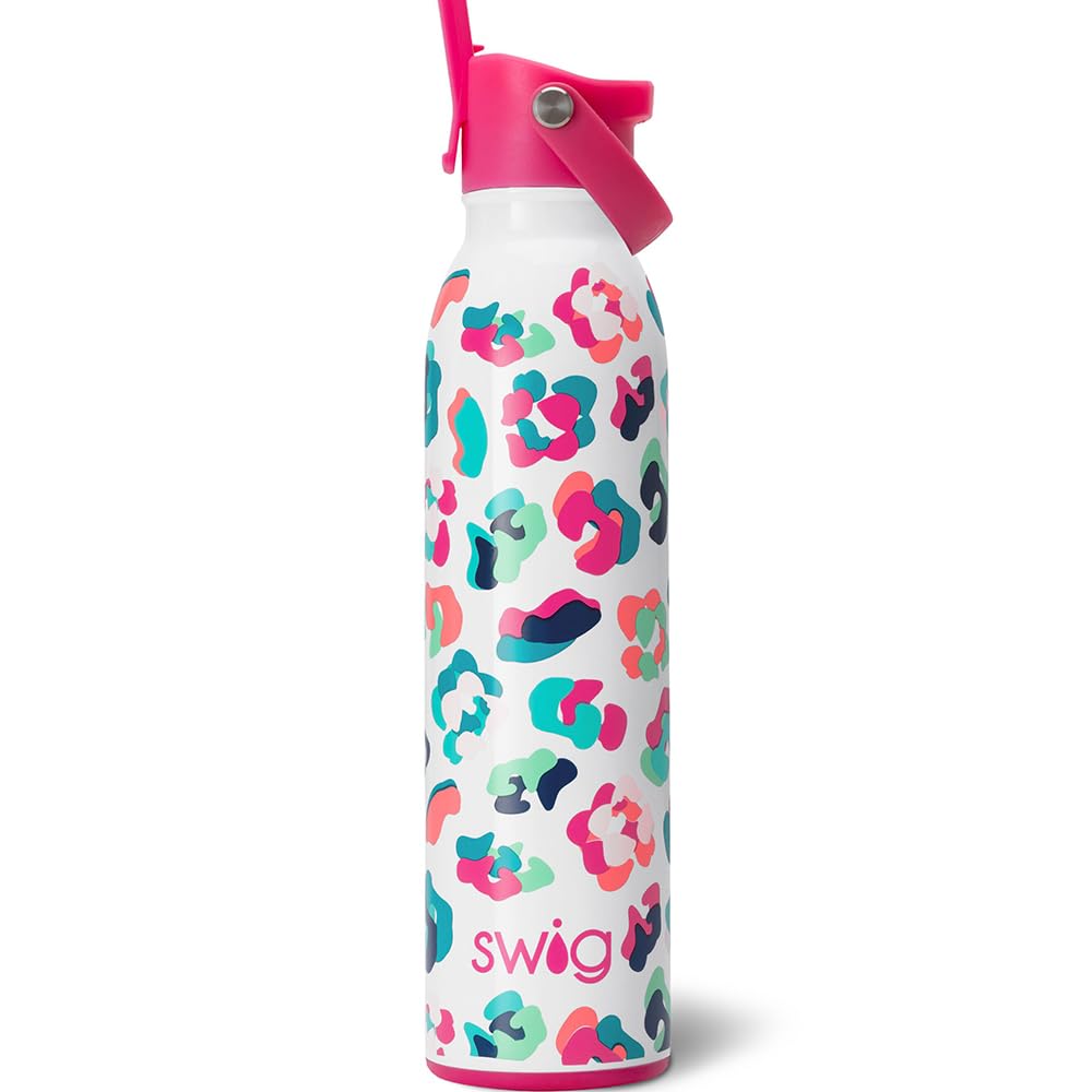 Swig Life 20oz Insulated Water Bottle Travel Water Bottle with Straw and Lid Cup Holder Friendly Water Bottles Stainless Steel Water Bottle 20 oz Tumbler Reusable Water Bottle (Party Animal)