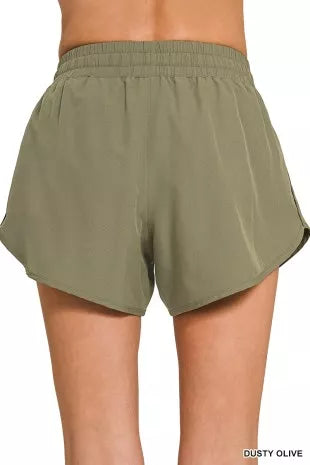 Zenana Soft Woven Lined Shorts With Zip Coin Pocket