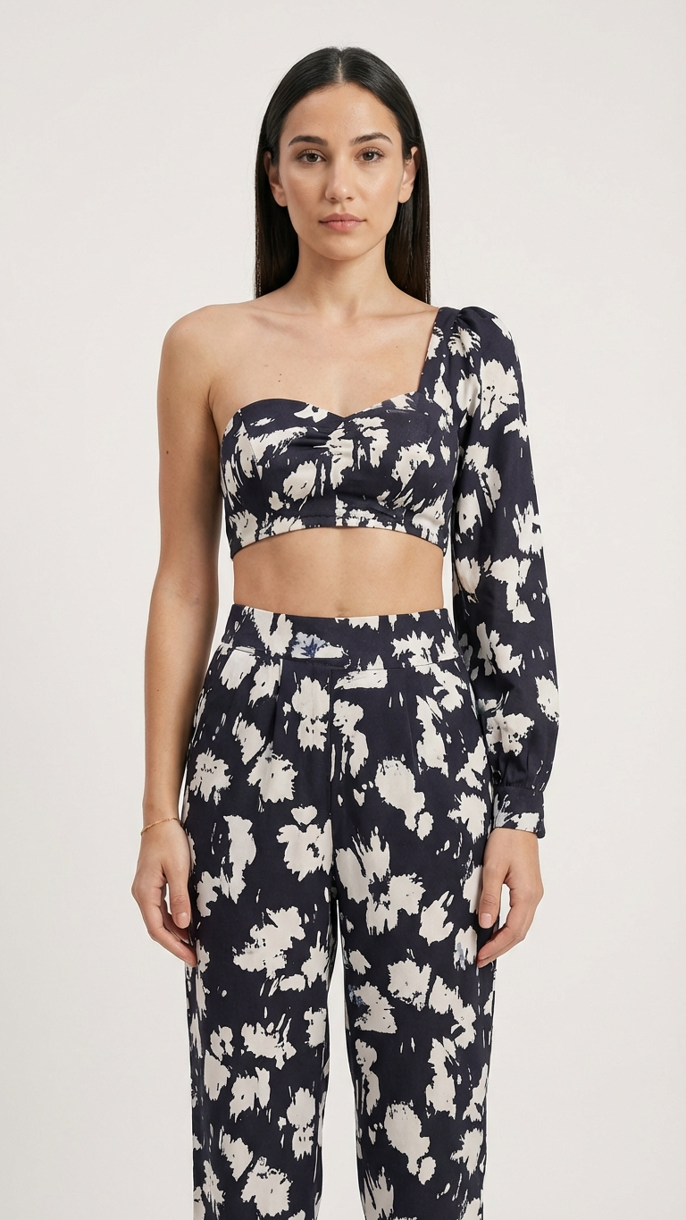 Bebe Iris Crop One Shoulder Top, Size 8