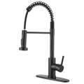 Kitchen Faucet with Pull Down Sprayer Industrial 1 Handle 1 Hole Or 3 Hole Faucet for Farmhouse Camper Laundry Utility Rv Wet Bar Sinks, Stainless Steel, Matte Black