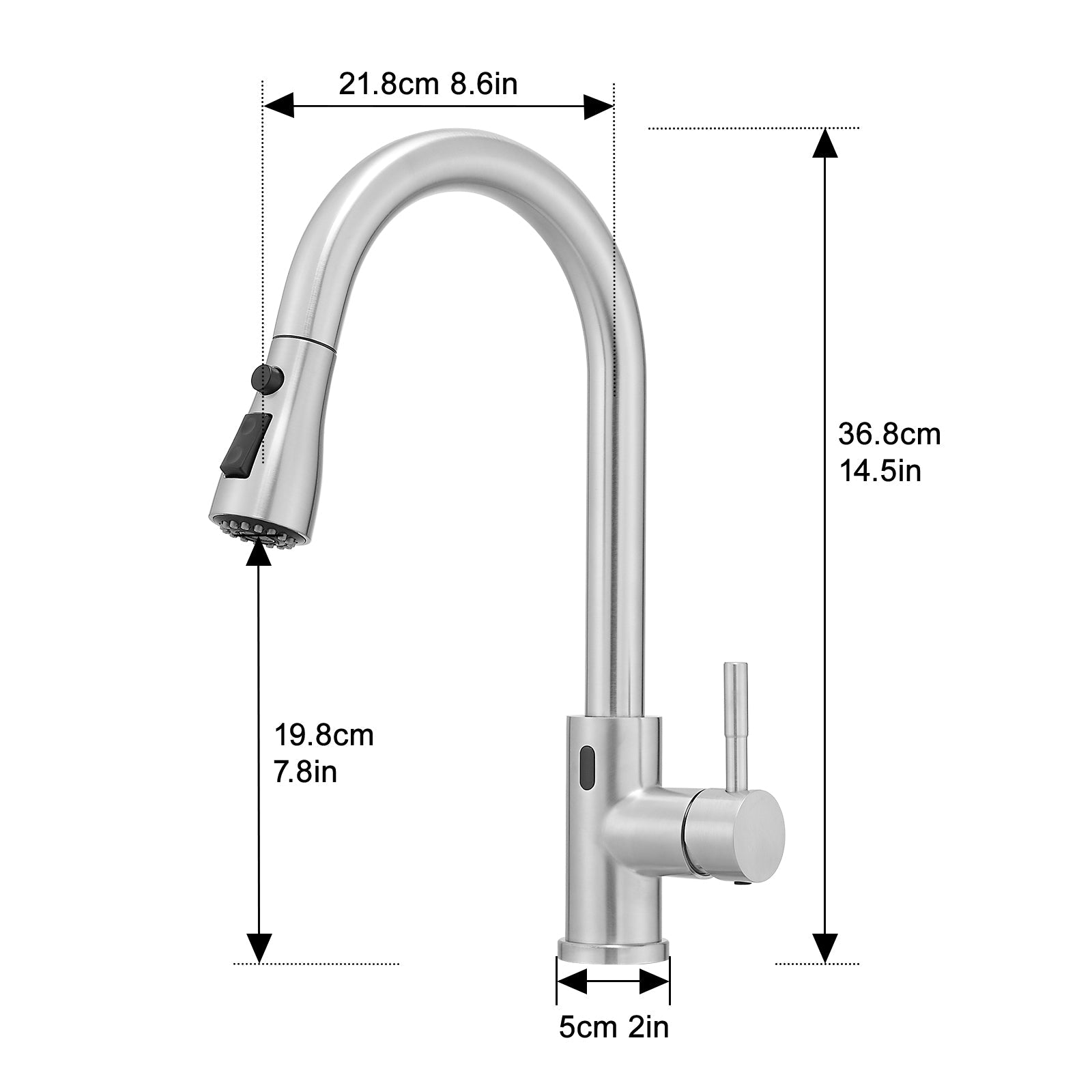 Touchless Kitchen Faucet, Hands Free Automatic Smart Kitchen Faucet, Stainless Steel Touchless Kitchen Faucet