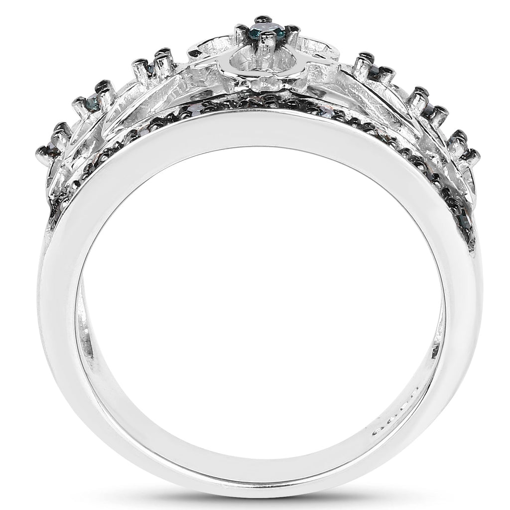 0.31 Carat Genuine Blue Diamond .925 Sterling Silver Ring