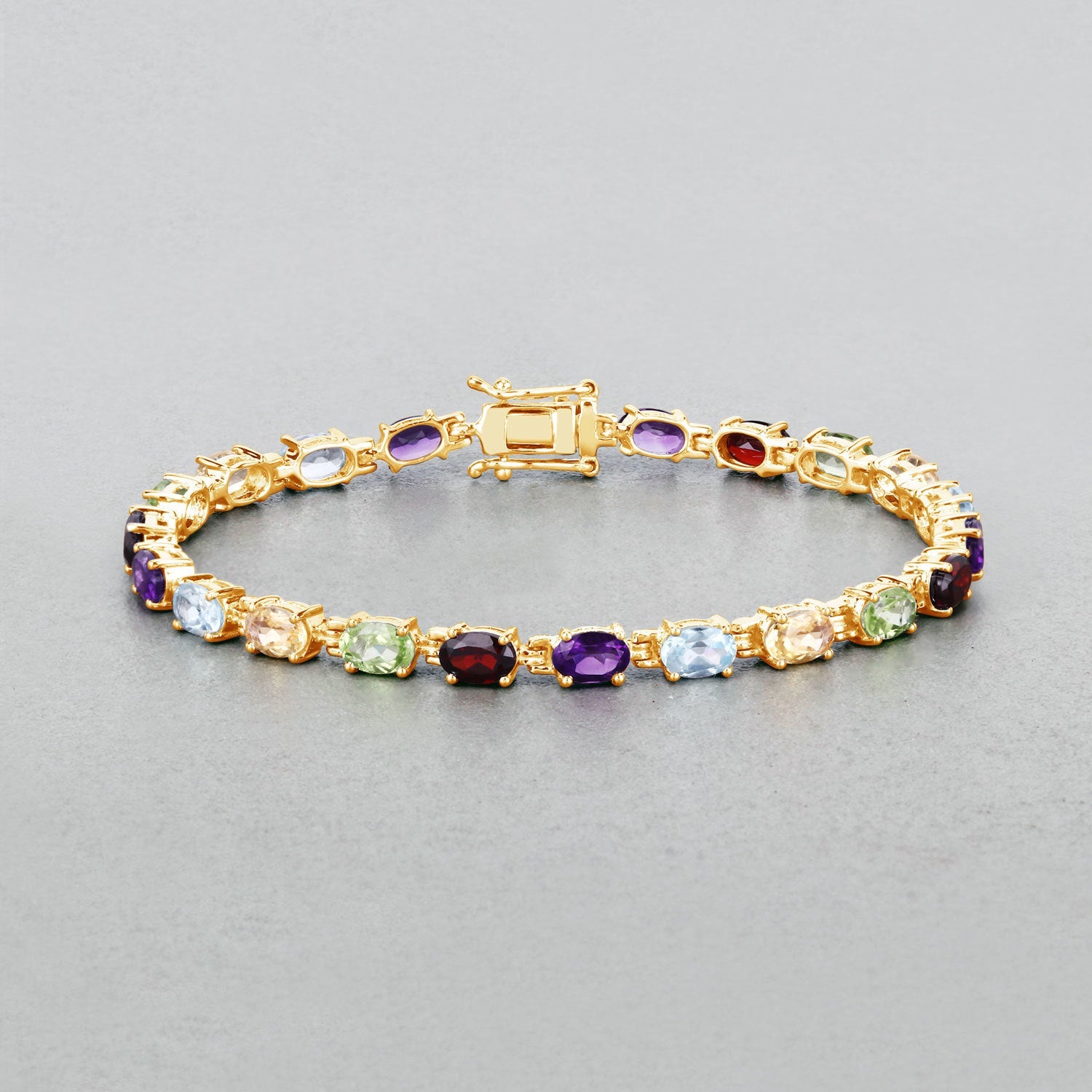 8.96 Carat Genuine Multi Stones .925 Sterling Silver Bracelet