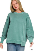 Zenana Pigment Dye Exposed-seam Fleece Sweatshirt