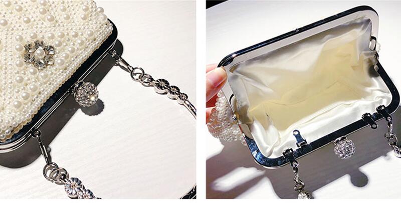 Women's Pearl Evening Clutch and Shoulder Bag