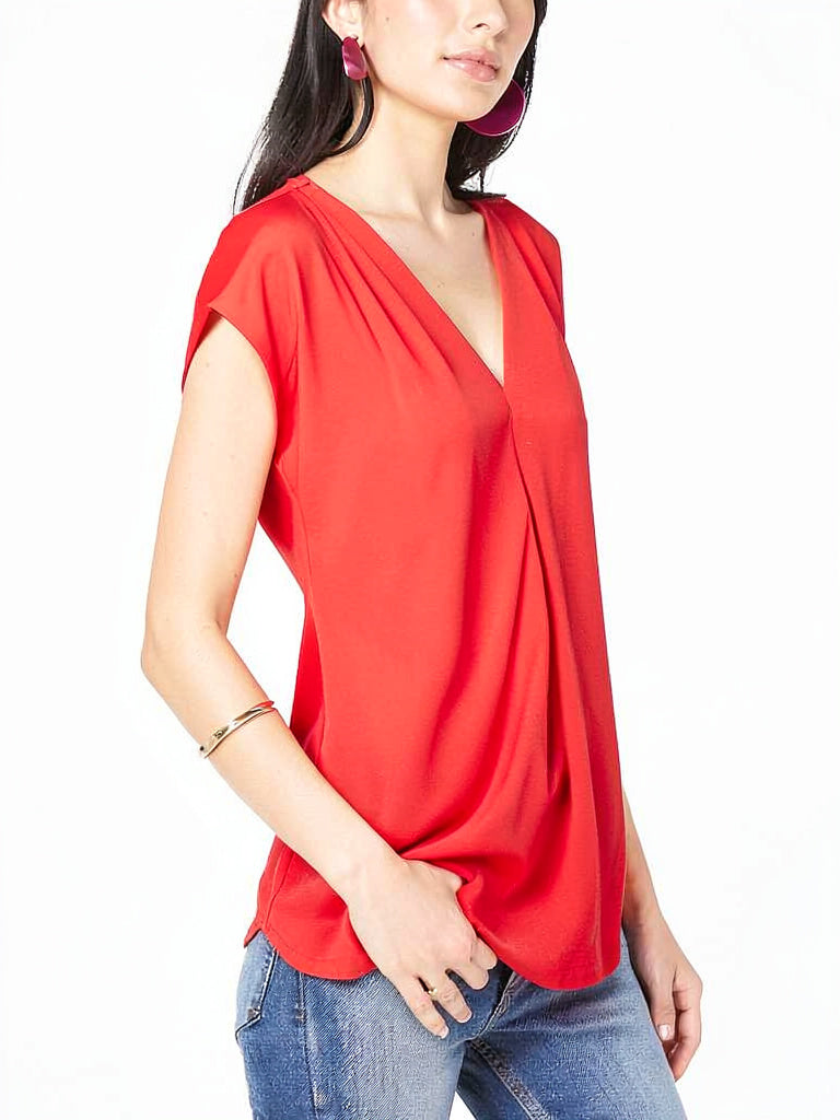 I.n.c. Women's Inverted-Pleat V-Neck Top, Size Medium