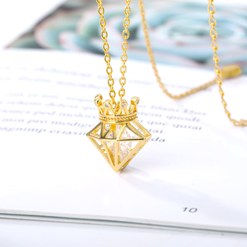 Geometric Triangle Zircon Women's Necklace for Daily Wear