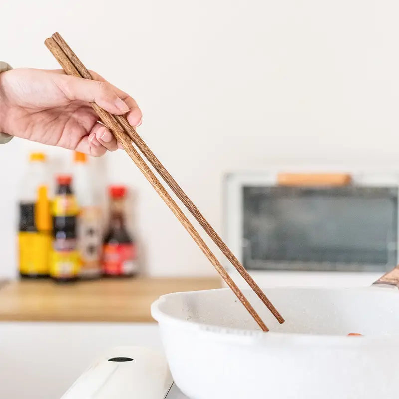 1 Pair Long Wooden Chopsticks for Noodles and Frying