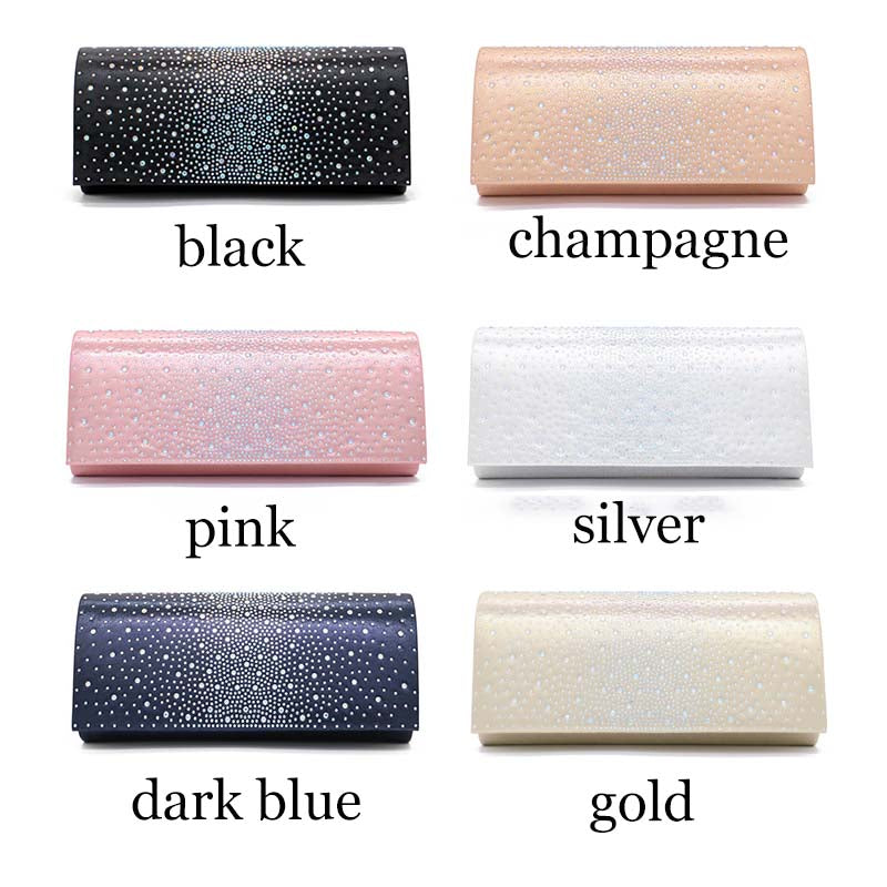 Satin Evening Clutch Bag with Rhinestone Rivets