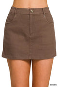 Zenana Cotton Twill Lined Mini Skirts