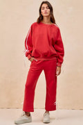 BiBi Side Lined Bow Details Fleece Sweatpants