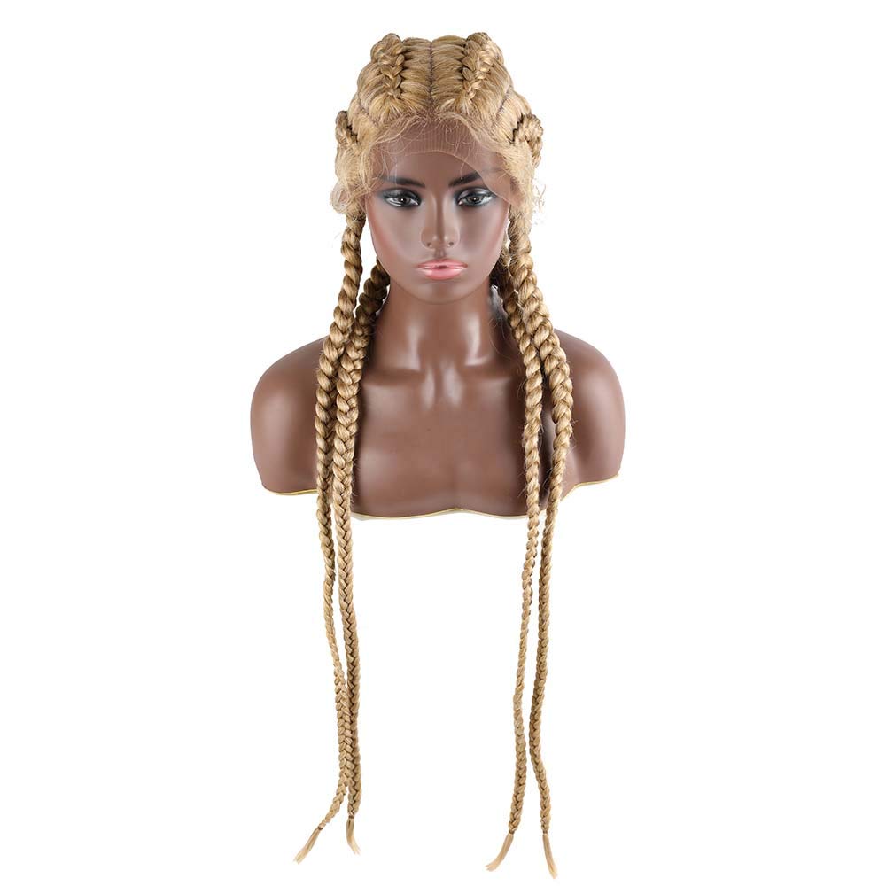 melody wig Long30Inch Blonde Braided Wigs Synthetic Lace Front braid Wig 360 Lace Wig For Black Women Full Hand-made 4Braid Wig With Baby Hair Box Braid …