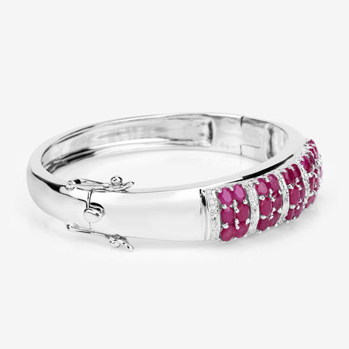 6.65 Carat Genuine Ruby and White Topaz .925 Sterling Silver Bracelet