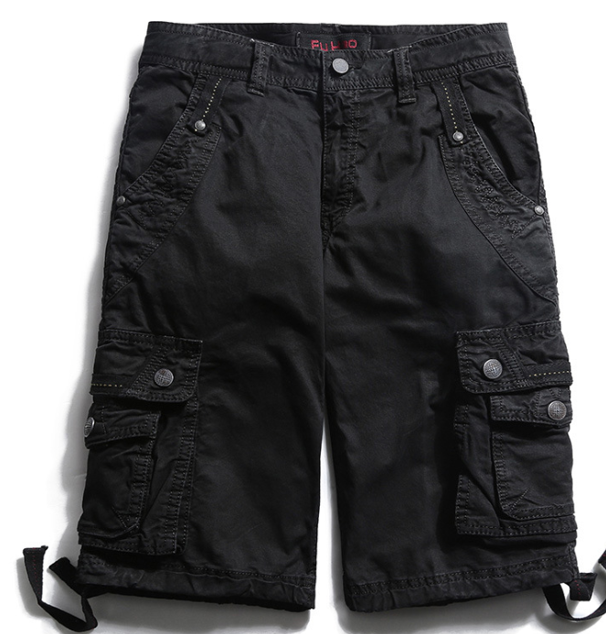 Men's Summer Cargo Shorts, Straight-Leg Cotton Pants