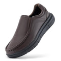 FitVille Extra Wide Slip on Shoes for Men Black Dress Shoes Leather Loafers Business Casual Shoes Comfortable Simple Shoes - EasyWalk V1(9 X-Wide Chocolate Brown)