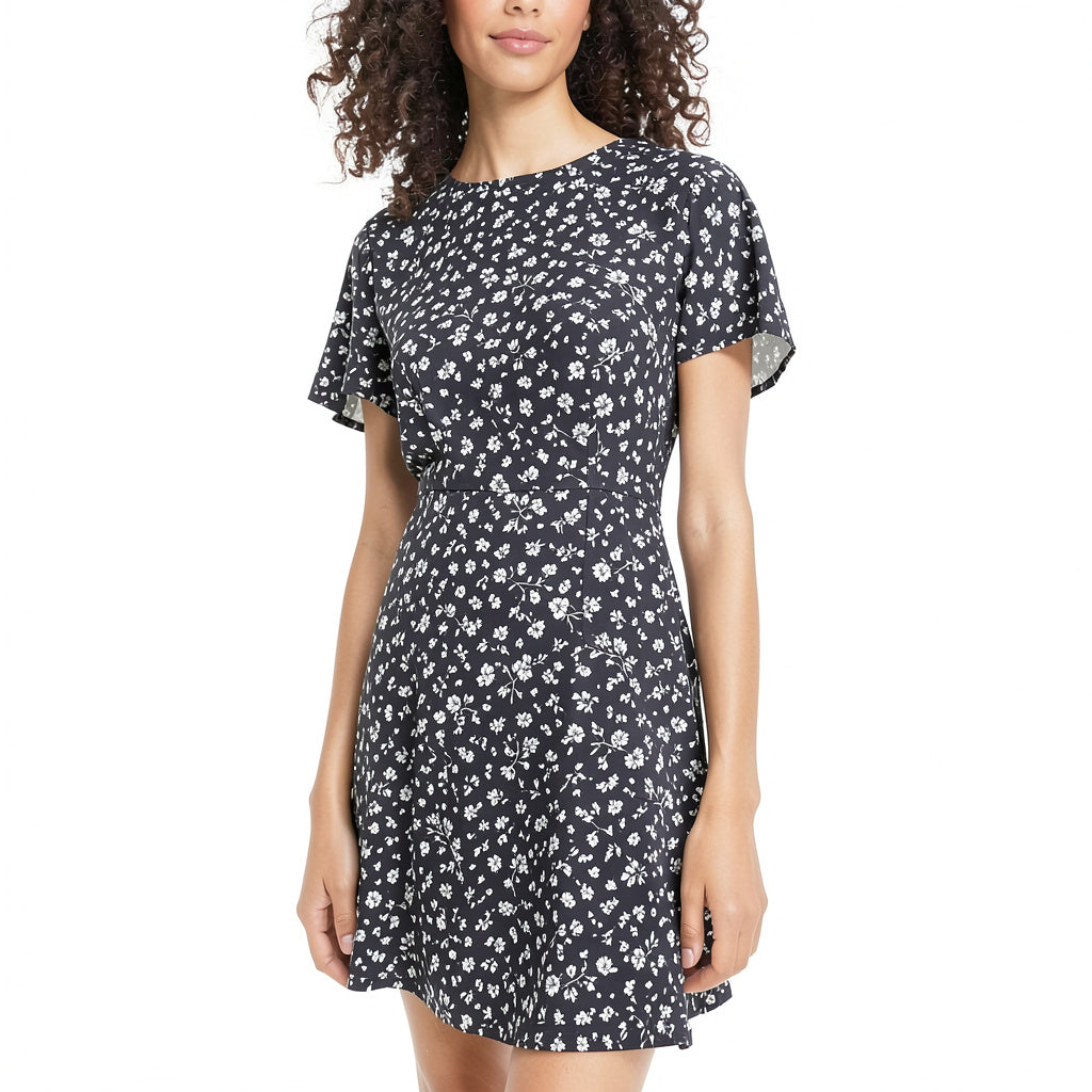 City Studios Juniors Printed Flutter-Sleeve Dress, Large