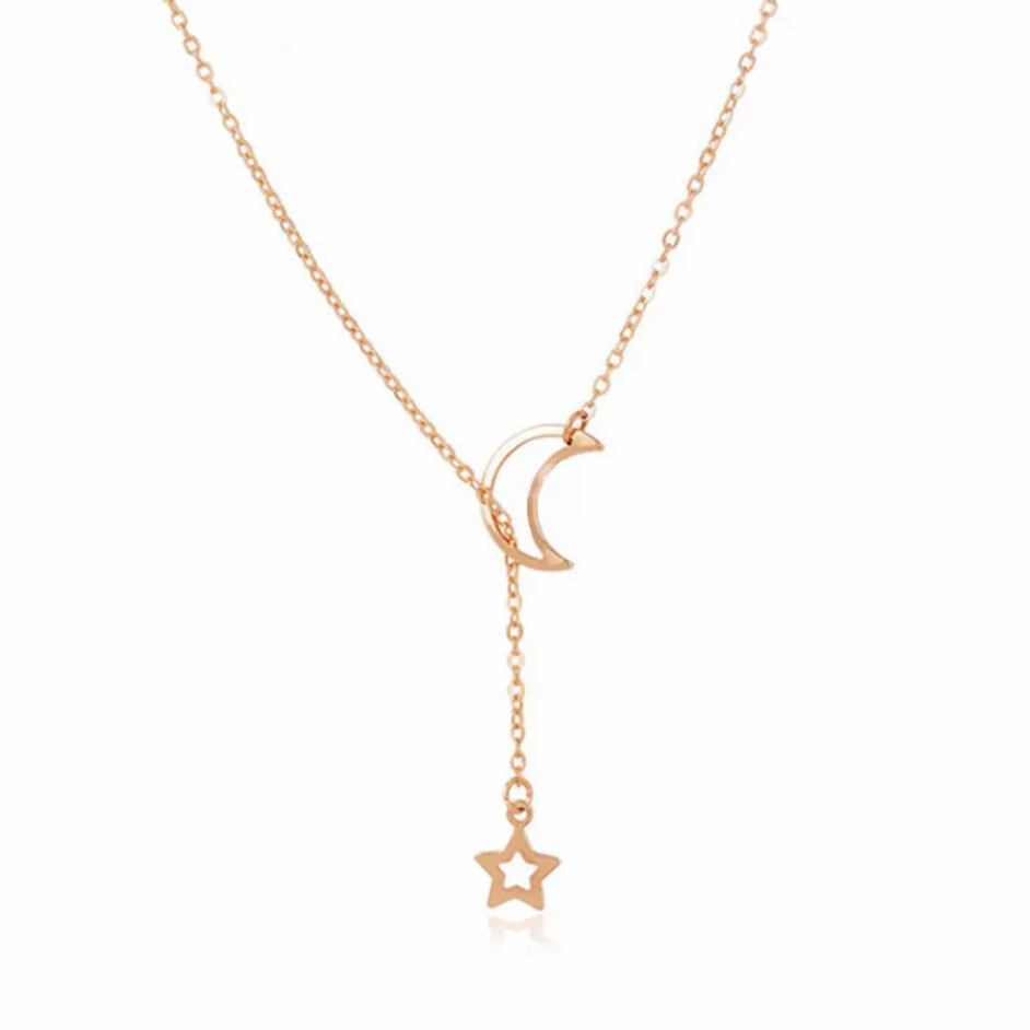 Moon & Star Clavicle Necklace
