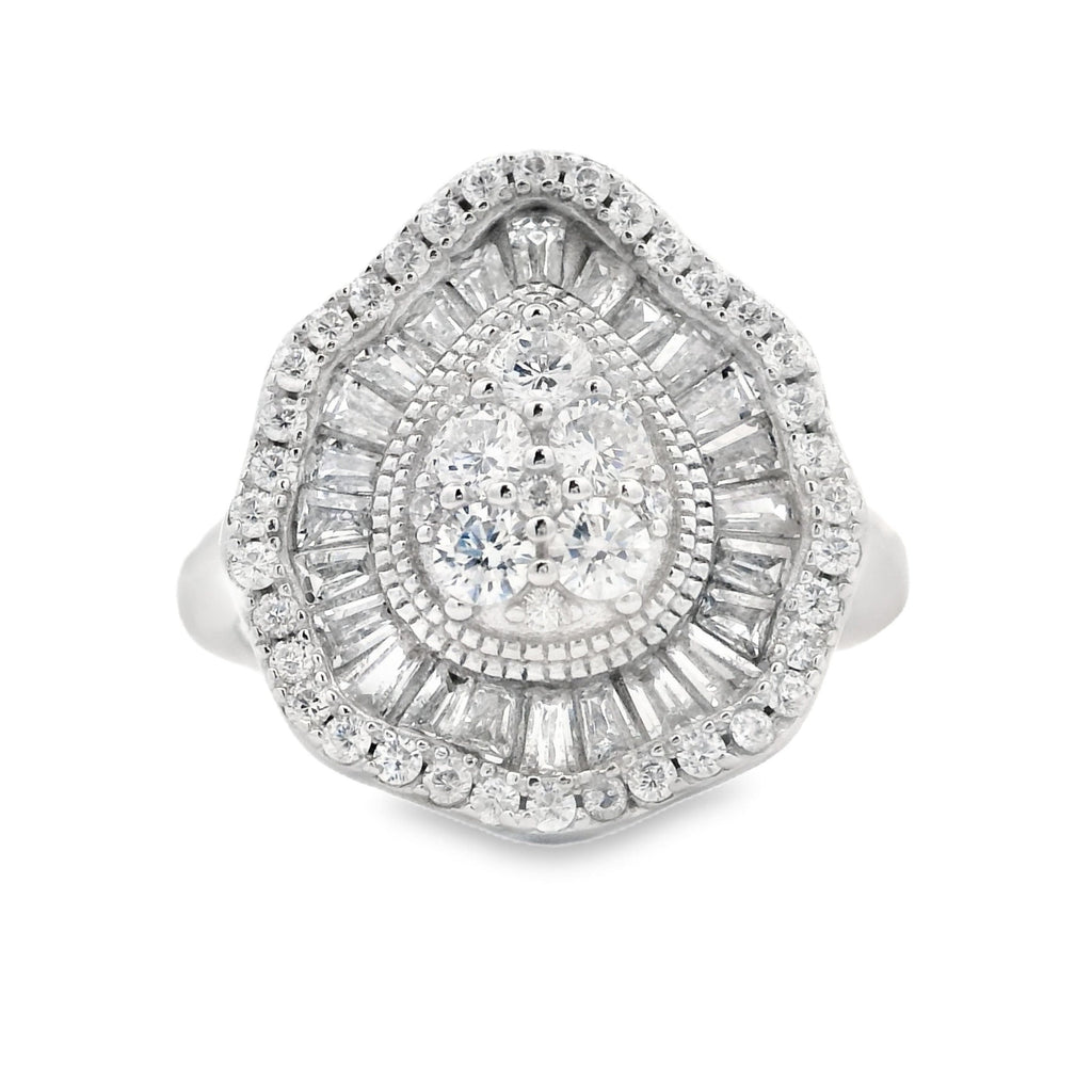 Genuine Cubic Zirconia Ring Sterling Silver