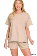 Zenana French Terry Acid Washed Relaxed Top & Short Set