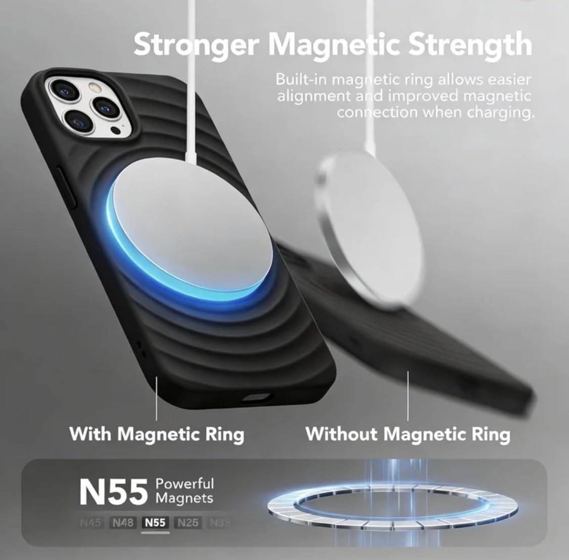 Magnetic Silicone Case for iPhone 17 Pro, Shockproof Protective Cover with Soft Microfiber Lining, Black, 6.3