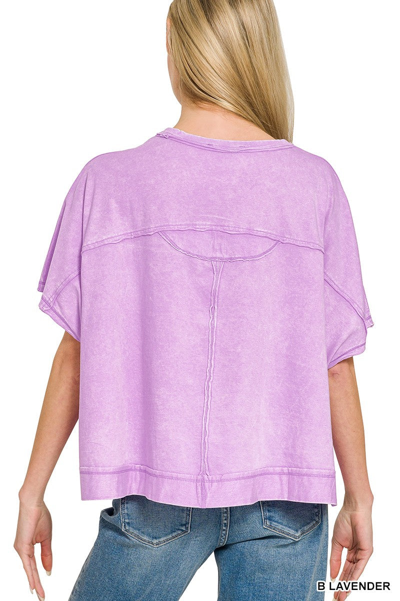 Zenana Acid Washed Oversized Top & Shorts Set