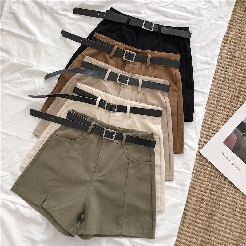 Summer Women's High Waist Solid Color Wide Leg Shorts