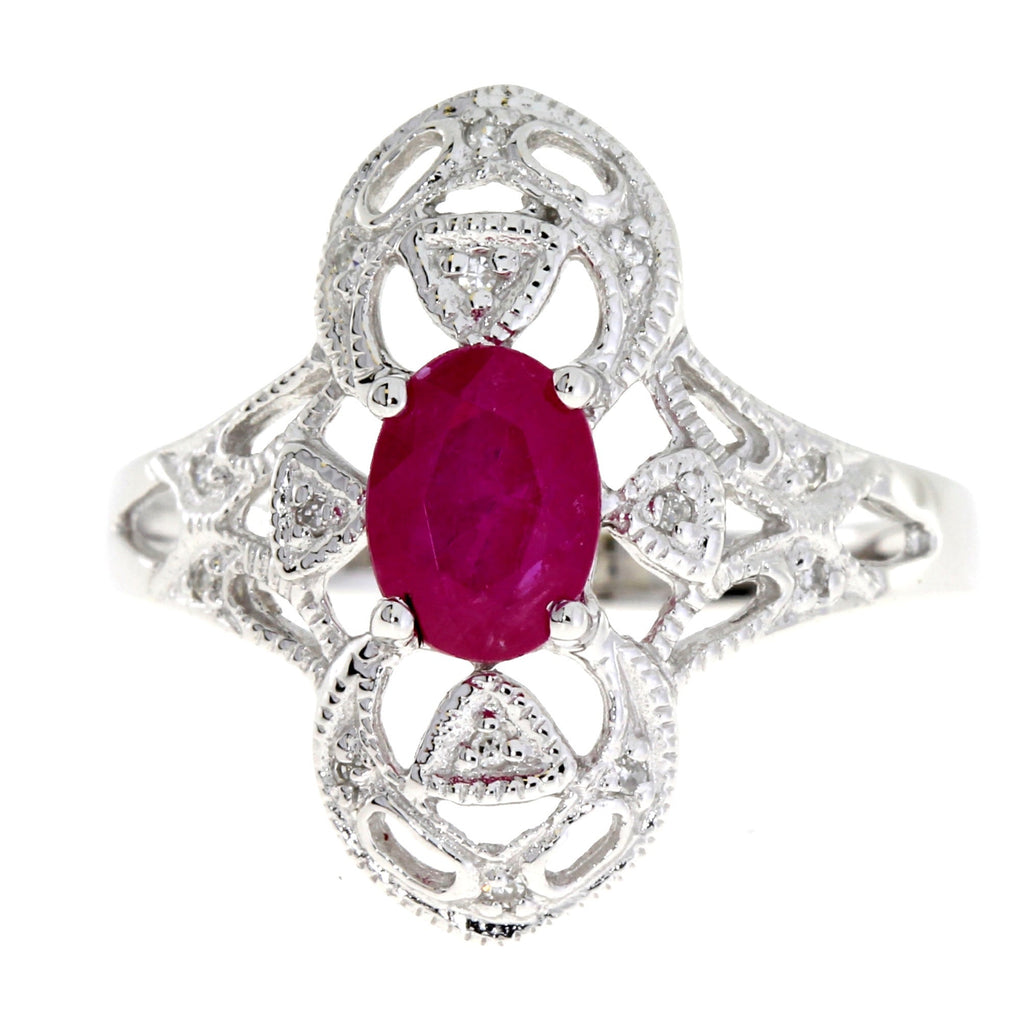 1.05ct Ruby Diamond Ring 10KT White Gold