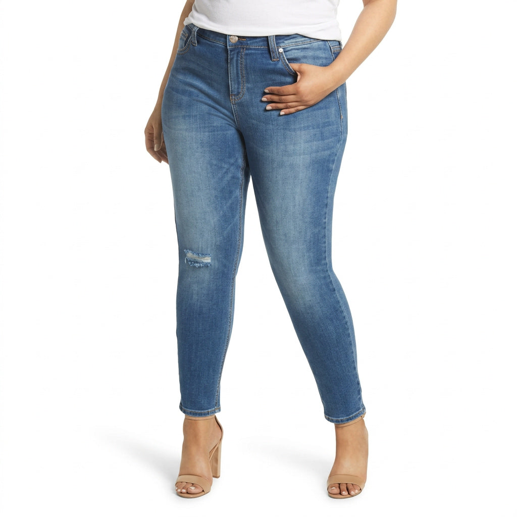 Seven7 Plus Size Rocker Deconstructed Skinny Jeans, Womens, Size 14W