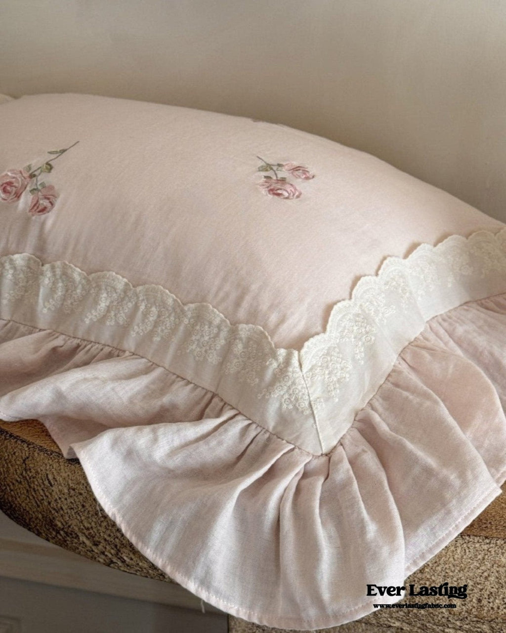 Beatrice Rose Lace Ruffle Bedding Set / Blue