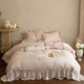 Beatrice Rose Lace Ruffle Bedding Set / Pink