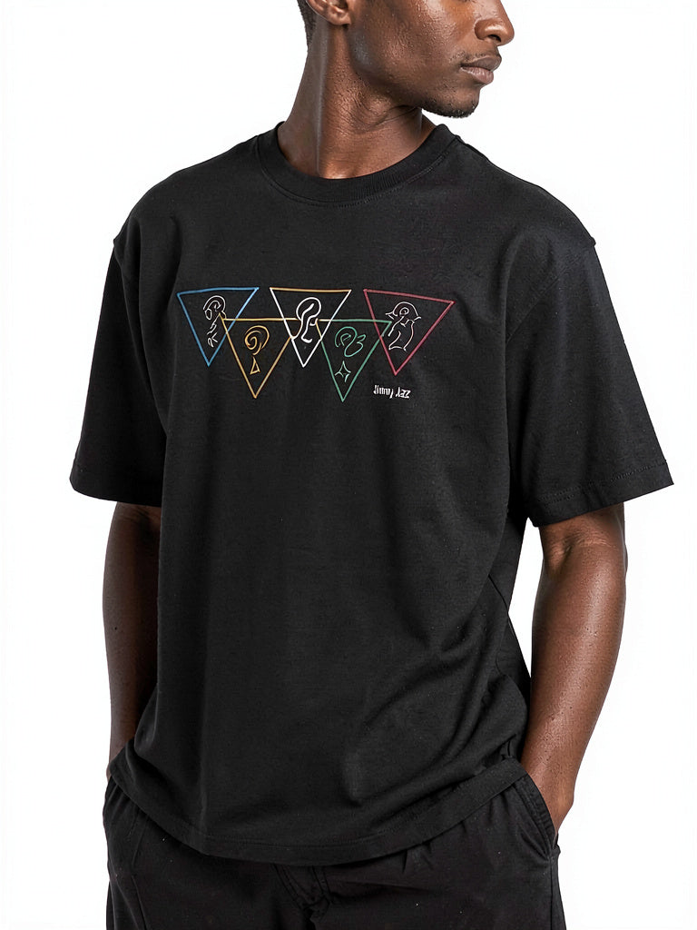 Guess Olympics Tri Logo Tee in Black Size Medium | Cotton | Jimmy Jazz, Size Med