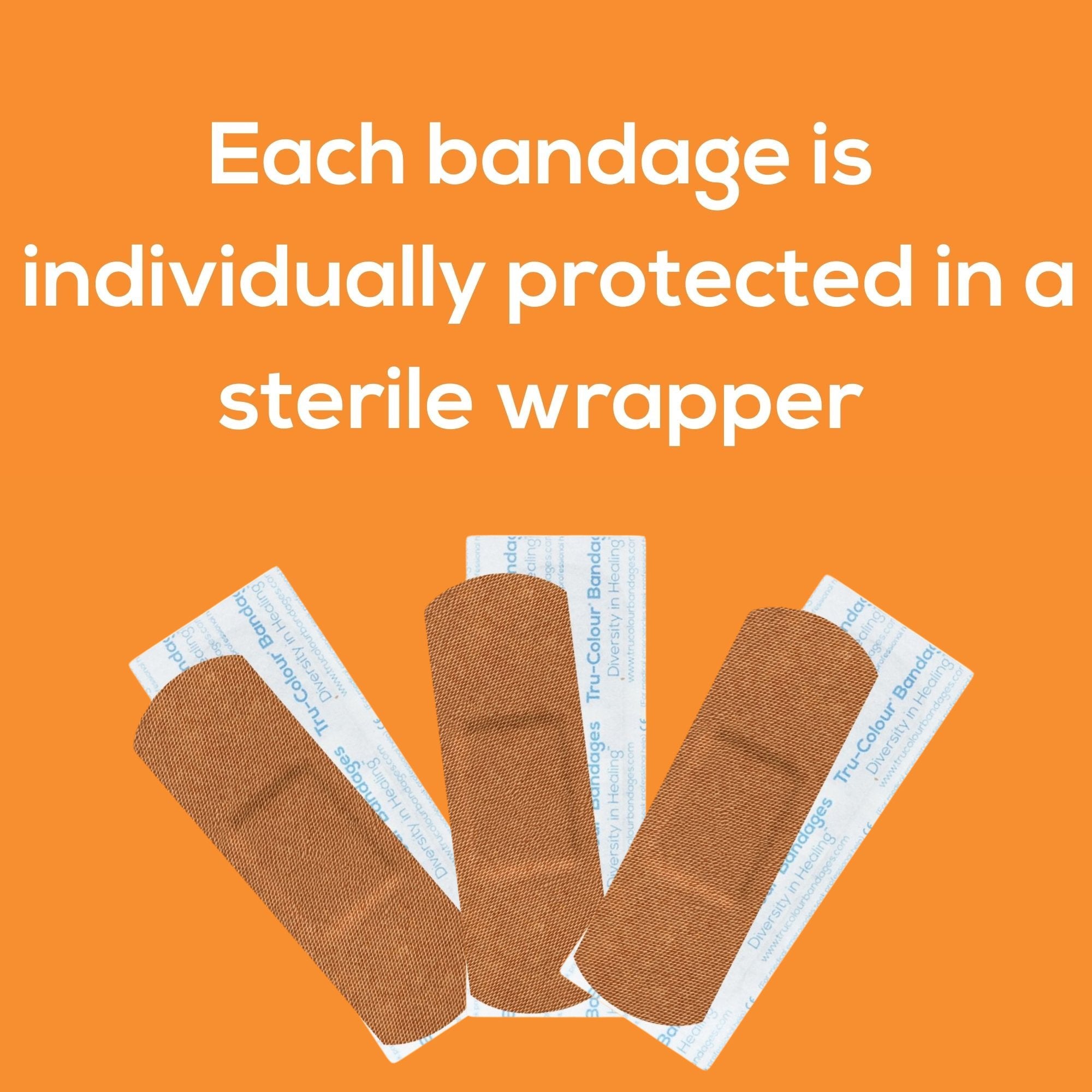 Tru-Colour Skin Tone Shade Fabric Bandage Adhesive Strips – Brown, 1 x 3 Inch TCB-NLS100