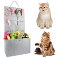 COSOWO Cat Toy Storage Box for Wand Toys Durable Pet Storage Organizer with Handle for Cat Feather Toy Foldable Storage Hanging Bag for Keeping Teaser Wand Toys Grey