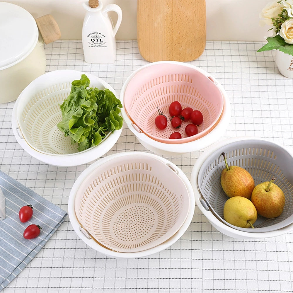 Silicone Double Drain Basket for Rice, Noodles, and Veggies