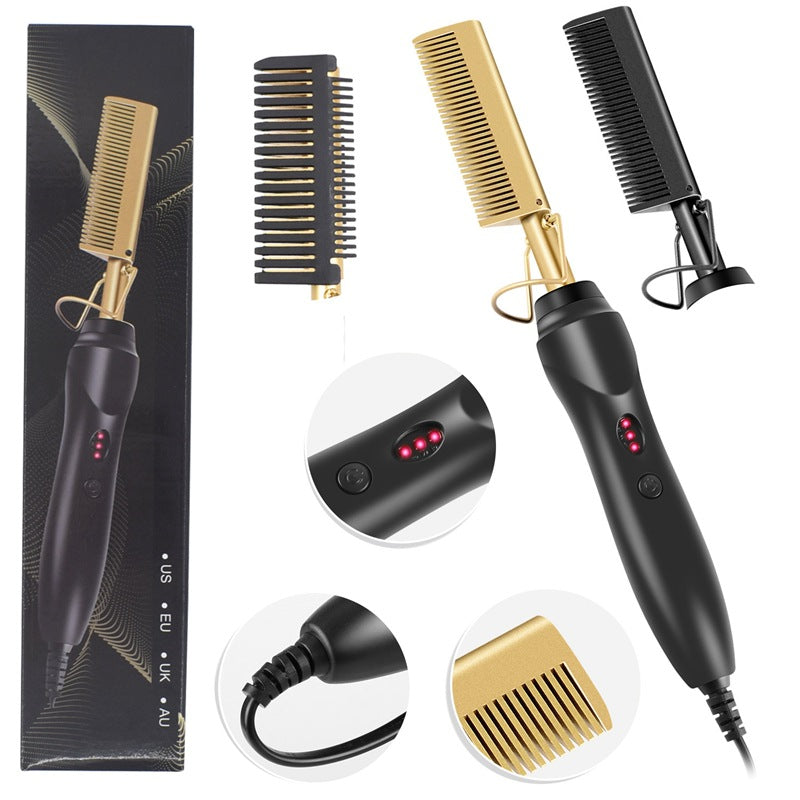 Electric Hair Curler and Straightener Comb for Home Use