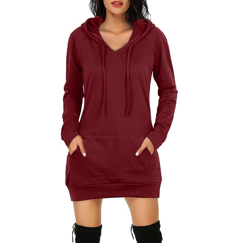 Medium Length Hooded Dress for Women