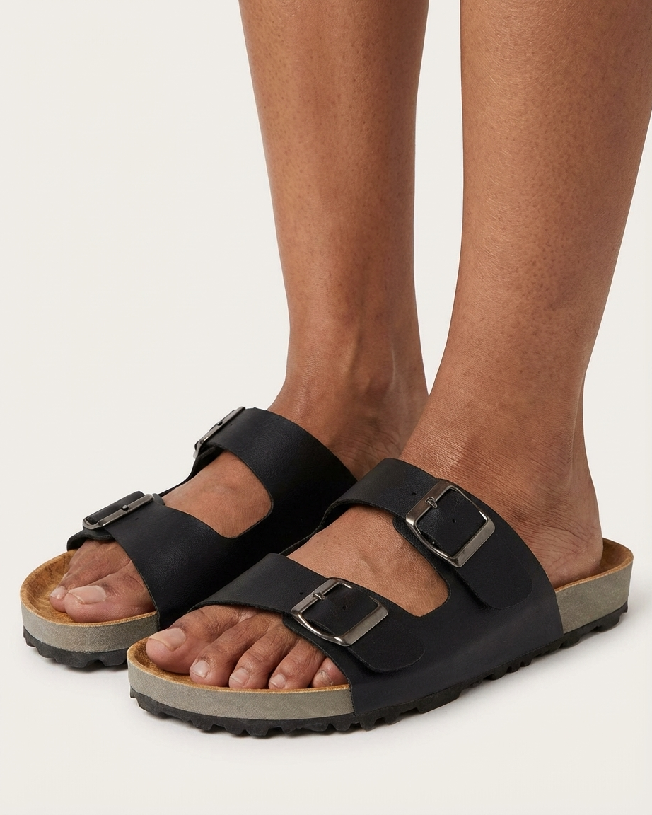Cambridge Women's Slip On Double Buckle Platform Slide Sandals, Size 10