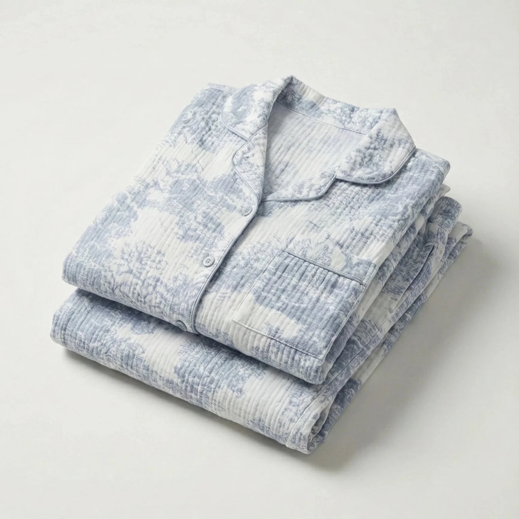 Blush Mist Cotton Pajama Set / Blue
