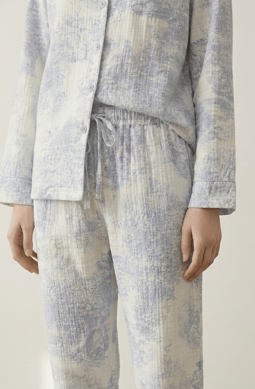 Blush Mist Cotton Pajama Set / Blue