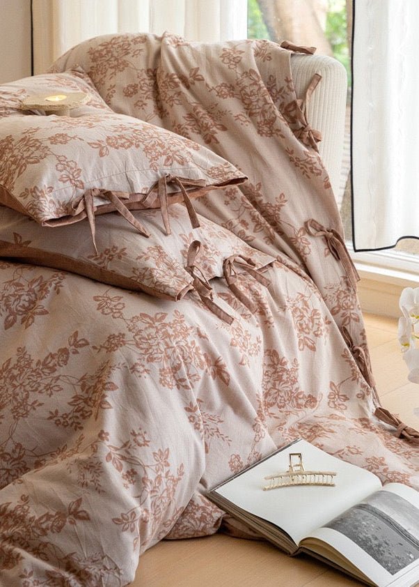 Bonnie Ribbon Bow Tie Floral Bedding Set / Khaki