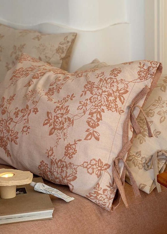 Bonnie Ribbon Bow Tie Floral Bedding Set / Dark Gray
