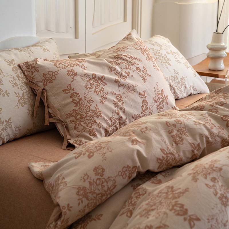Bonnie Ribbon Bow Tie Floral Bedding Set / Dark Gray